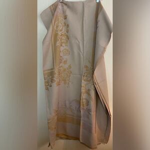 Gold Floral Tablecloth 85 X 52” Embossed Vintage Decor Formal Party